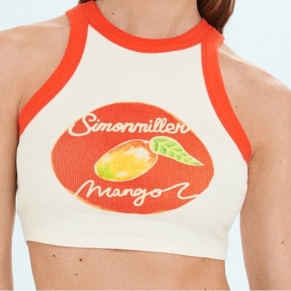Mango Cream & Orange Racer Crop Tank